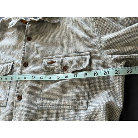 Orvis Fairbanks Shirt Mens Medium Button Up Houndstooth Blue Cream Soft Cotton - Picture 14 of 15